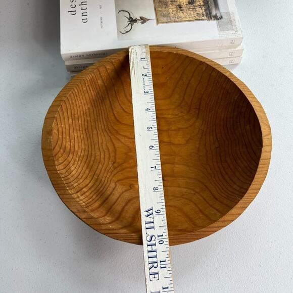 Vintage Primitive Folk Art Hand Carved Wood Serving Bowl 11" MCM - Picture 8 of 10